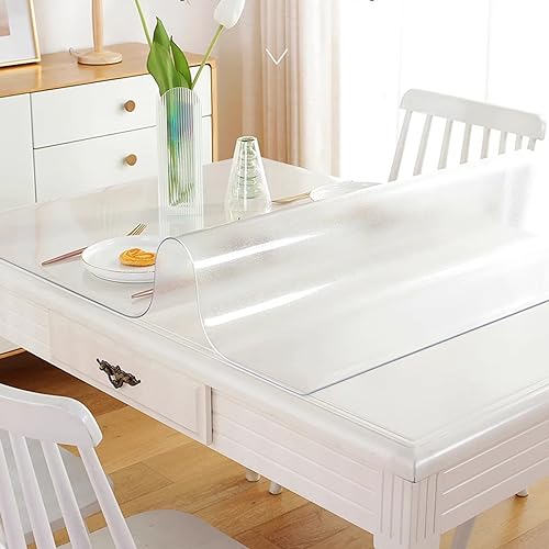 Zhaomi Transparenter, Gefrosteter PVC-Tischschutz, 1,1 Mm Dicke, Geruchlose, Antibakterielle, Transparente, Gefrostete Tischdecke, Geeignet Für Esstische, Couchtische (90x220cm/35x87in) von Zhaomi