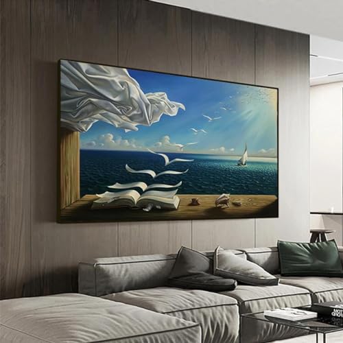 Zhaoyang Art Salvador Dali Gemälde „Das Wellenbuch Segelboot“, Wandgemälde auf Leinwand, ungerahmt, Wandkunst, Bilder, Dekoration, 43 x 65 cm/17 x 26 Zoll, ungerahmt von Zhaoyang Art