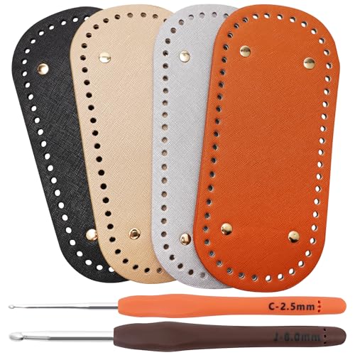 Zhaoyao 4 x Taschenboden zum Häkeln, kommt mit 2 Häkelnadeln, 22,1 x 10,2 cm Taschenunterteil zum Häkeln, 4 Farben, Zubehör zum Weben der Unterseite von Handtaschen, Geldbörsen von Zhaoyao