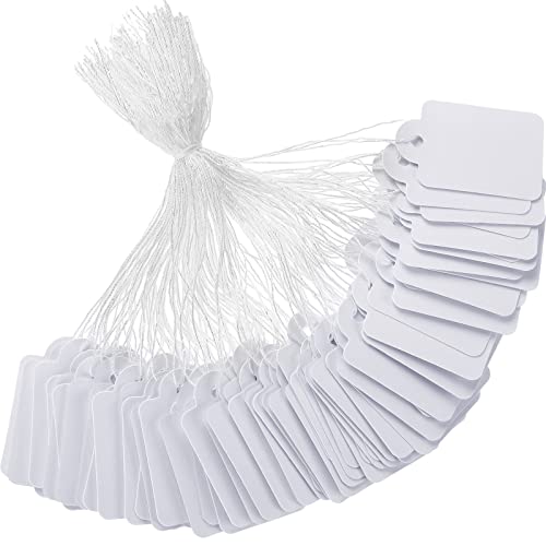 2000 Stück Preisschilder mit Schnur befestigt, weiße Markierungsetiketten, Geschenkanhänger mit Schnur, Preisschilder, leere Etikettierungsetiketten, beschreibbare Display-Etiketten für Preise, Geschenk, Schmuck, Kleidung, 3,5 x 2,2 cm von Zhehao