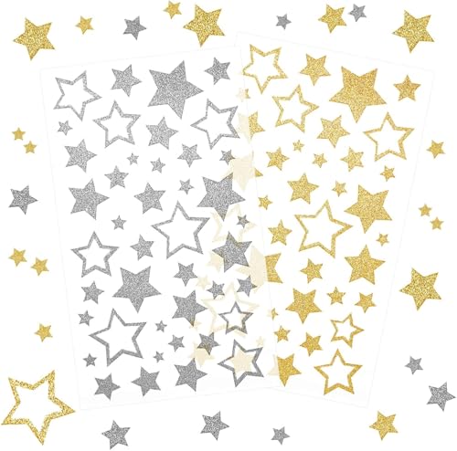 Zhenghebuy 6 Blatt Stern Aufkleber,252x Sticker Stern Aufkleber Selbstklebend,Sterne Sticker Etiketten für Scrapbooking,DIY-Grußkarten,Basteln, Weihnachtskarten Deko von Zhenghebuy