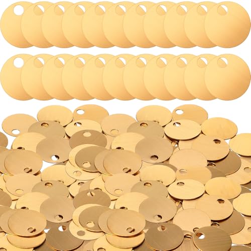 Zhengmy 200 Stück Messinganhänger zum Stempeln 2,5 cm rund gold blanko Messinganhänger mit Loch zum Gravieren, Haustiere, Pflanzen, Türen, Rohrventile, Schlüssel Zhengmy 200 Stück Messinganhänger zum Stempeln 2,5 cm rund gold blanko Messinganhänger mit Loch zum Gravieren, Haustiere, Pflanzen, Türen, Rohrventile, Schlüssel von Zhengmy