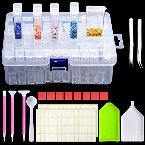 Diamond Painting Zubehör Set, 42 Fächer Diamond Painting Werkzeug Set, 5D Diamant Painting Aufbewahrungsbox Diamant Malerei Werkzeuge Kits mit Stift, Kleber, Platte, Pinzette, Etikette, Löffel Diamond Painting Zubehör Set, 42 Fächer Diamond Painting Werkzeug Set, 5D Diamant Painting Aufbewahrungsbox Diamant Malerei Werkzeuge Kits mit Stift, Kleber, Platte, Pinzette, Etikette, Löffel von Zhenle