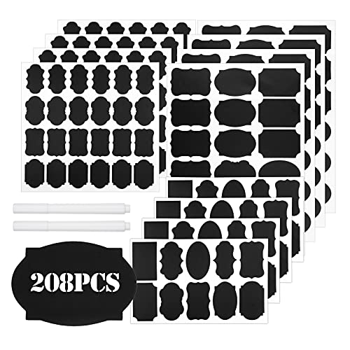 Tafeletiketten Selbstklebend, 208 x Etiketten Selbstklebend mit 2 x Löschbar Kreidemarker, Tafel Aufkleber für Gläser, Küche Gewürzgläser, Marmeladen, Flaschen, Beschriften Aufkleber Schwarz Tafeletiketten Selbstklebend, 208 x Etiketten Selbstklebend mit 2 x Löschbar Kreidemarker, Tafel Aufkleber für Gläser, Küche Gewürzgläser, Marmeladen, Flaschen, Beschriften Aufkleber Schwarz von Zhenle