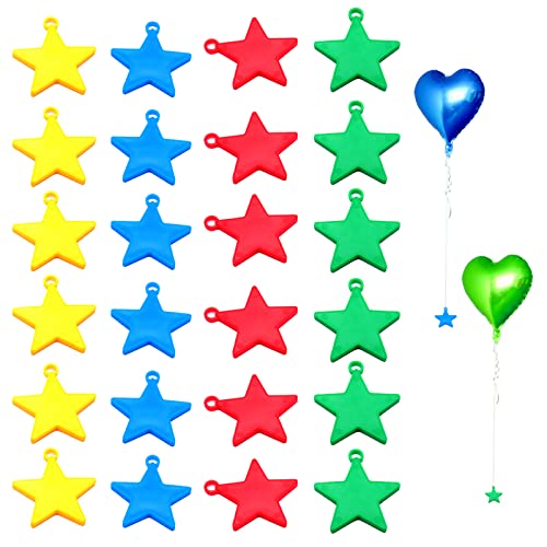 24 Stück Luftballons Gewichte Kunststoff, Farbige Luftballons Gewichte, Stern Ballon Gewichte, Sternförmige Ballongewicht, Ballon Gewicht, für Hochzeit Kinder Feiern Geburtstag von Zhenzhenlo