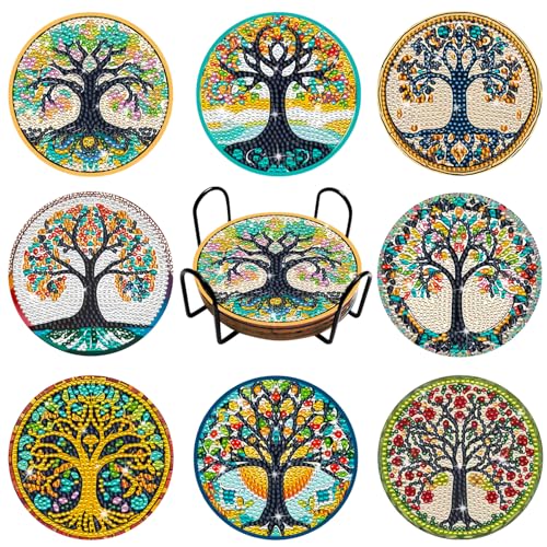 Diamond Painting Untersetzer,Diamond Painting Mandala Lebensbaum für Kinder Erwachsene mit Halter,8 Stück DIY Bastelset 8 9 10 Jahre Kinder 5D Mandala-Untersetzer,Wohnzimmer Dekoratio Diamond Painting Untersetzer,Diamond Painting Mandala Lebensbaum für Kinder Erwachsene mit Halter,8 Stück DIY Bastelset 8 9 10 Jahre Kinder 5D Mandala-Untersetzer,Wohnzimmer Dekoratio von Zhenzhenlo