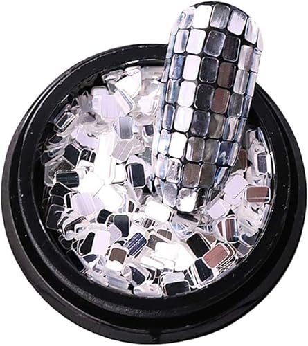 1 Box silberne Nagel-Pailletten, quadratisch, Glitzer, Nagelkunst-Zubehör für Nägel, Dekoration, Make-up, DIY, Kunst, Handwerk, Nagelkunst-Zubehör von Zhhuoc