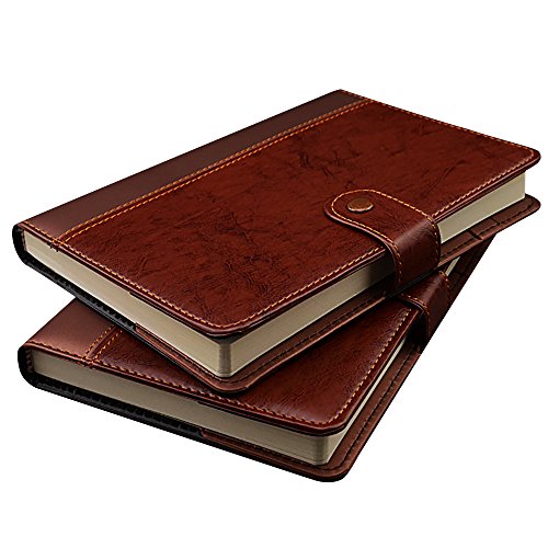 Zhi Jin A5/A6 Dick Vintage Leder Notizbuch Tagebuch Hardcover, liniert, Notizblock Tagebuch mit Stud Knopfverschluss A6 farblos von Zhi Jin