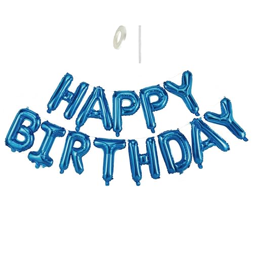 13 Stück blaue Buchstaben "Happy Birthday"-Ballon-Banner 40,6 cm Mylar-Folie Buchstaben Schild Banner Wimpelkette wiederverwendbar für Mädchen Jungen Kinder & Erwachsene Geburtstagsdekorationen und 13 Stück blaue Buchstaben "Happy Birthday"-Ballon-Banner 40,6 cm Mylar-Folie Buchstaben Schild Banner Wimpelkette wiederverwendbar für Mädchen Jungen Kinder & Erwachsene Geburtstagsdekorationen und von ZhiheHui