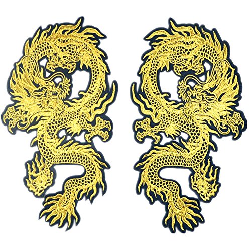 1 Paar chinesischer Drache zum Aufbügeln oder Aufnähen, bestickte Aufnäher zum Selbermachen, Motiv für Kleidung, Dekoration (Stil 4) von Zhiheng