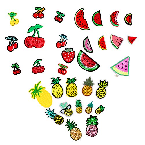 32 St眉ck sortierte Erdbeer-Ananas-Wassermelonen-Aufn盲her zum Aufb眉geln mit Fr眉chten, bestickte Applikationen, dekorative -Motive, DIY N盲hen auf Patches f眉r Jeans Kleidung 32 St眉ck sortierte Erdbeer-Ananas-Wassermelonen-Aufn盲her zum Aufb眉geln mit Fr眉chten, bestickte Applikationen, dekorative -Motive, DIY N盲hen auf Patches f眉r Jeans Kleidung von Zhiheng