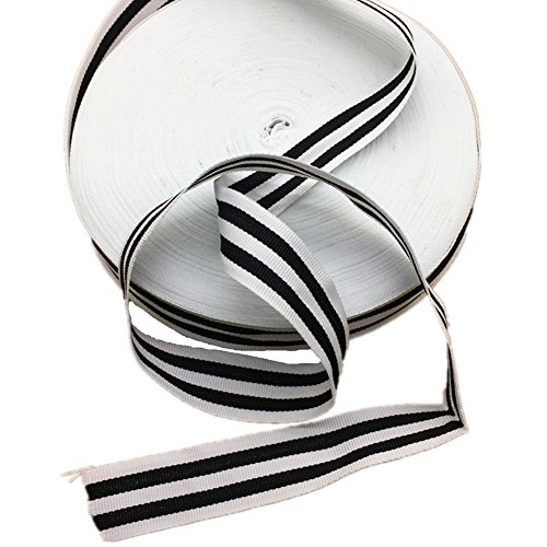 Ripsband, gestreift, gestreift, Spitzenbesatz, patriotisches Band, Gürtelbreite 2,5 cm, für Kleidung, Verzierungen, Geschenkverpackungen (3 x Weiß, 2 x Schwarz) von Zhiheng