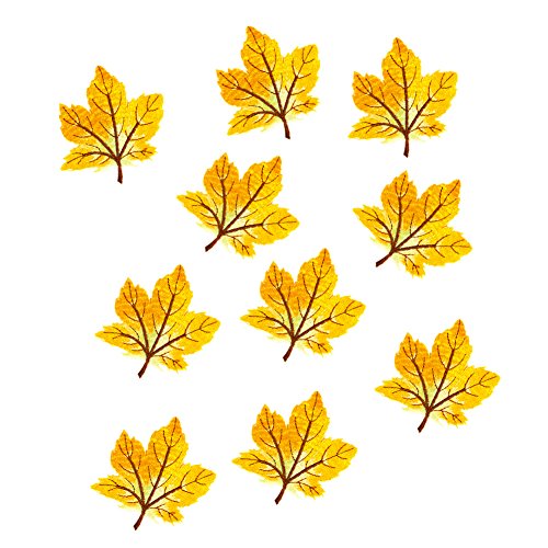 Aufnäher, Bügelbild „Ahornblatt“, gestickt, farbig sortiert, Handarbeitszubehör,12 Stück gelb von Zhiheng