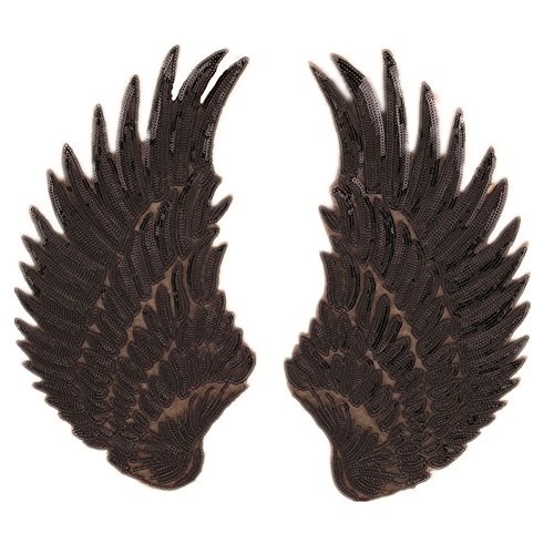 1 Paar Jumbo Engel Flügel mit Patches Eisen auf Sew auf Applikation Embroidered-Motiv für DIY Kleidung, Schwarz , 33cm*18cm(13inch*7inch) von Zhiheng
