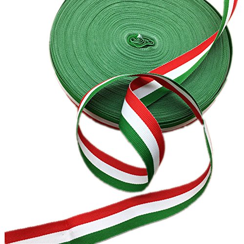 Ripsband mit italienischer Flagge, 45 m, rot/weiß/grün, 2,5 cm breit, für Party-Dekoration, Weihnachtsgeschenkverpackungen von Zhiheng