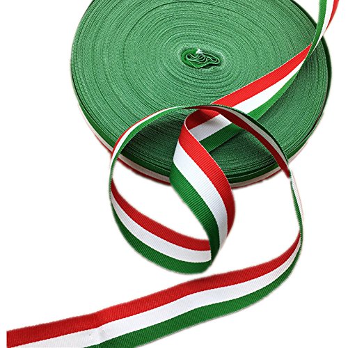 Ripsband mit italienischer Flagge, 45 m, rot/weiß/grün, 2,5 cm breit, für Party-Dekoration, Weihnachtsgeschenkverpackungen Ripsband mit italienischer Flagge, 45 m, rot/weiß/grün, 2,5 cm breit, für Party-Dekoration, Weihnachtsgeschenkverpackungen von Zhiheng