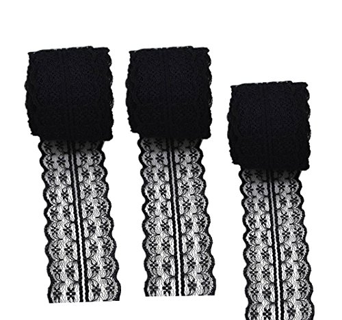Spitzenband, 3 Rollen, 10 Meter, Blumenmuster, für DIY-Schmuck, Basteln, Hochzeit, Zubehör, Geschenkverpackung, Schwarz , 45mm x10m Spitzenband, 3 Rollen, 10 Meter, Blumenmuster, für DIY-Schmuck, Basteln, Hochzeit, Zubehör, Geschenkverpackung, Schwarz , 45mm x10m von Zhiheng
