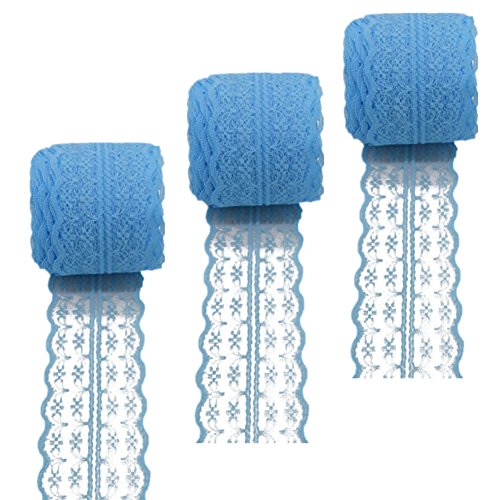 Spitzenband, 3 Rollen, 10 Meter, Blumenmuster, für DIY-Schmuck, Basteln, Hochzeit, Zubehör, Geschenkverpackung, blau, 45mm x10m Spitzenband, 3 Rollen, 10 Meter, Blumenmuster, für DIY-Schmuck, Basteln, Hochzeit, Zubehör, Geschenkverpackung, blau, 45mm x10m von Zhiheng