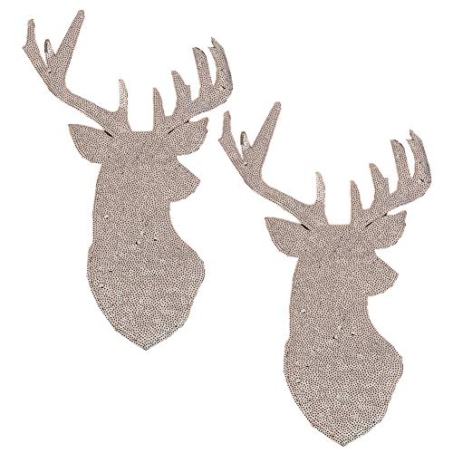 Weihnachts-Hirschkopf-Aufnäher, in Übergröße, zum Aufbügeln, bestickte Pailletten, Applikation für DIY, Weihnachten, Tops, Heimdekoration, 2 Stück, silber, 18.8cmx29cm Weihnachts-Hirschkopf-Aufnäher, in Übergröße, zum Aufbügeln, bestickte Pailletten, Applikation für DIY, Weihnachten, Tops, Heimdekoration, 2 Stück, silber, 18.8cmx29cm von Zhiheng
