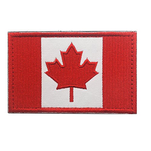 Kanadische Flagge Ahornblatt Patch Kanada Hook Loop Stickerei Nähen auf Motorrad Biker Tactical Tags Patch für Reise Rucksack Hüte Jacken Team Uniform (weiß rot) von Zhikang68