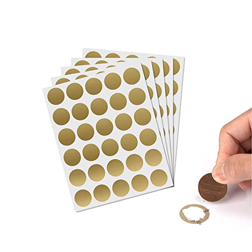 Zhjuju Rubbel Etiketten,150 Stück Rubbel Etiketten Rubbellose Aufkleber Runde Scratch Sticker 2,5cm Rubbel Etiketten für Rubbelkarte Einklebebuch Überraschung Scratch Off-Etiketten GoldRubbelkarten von Zhjuju