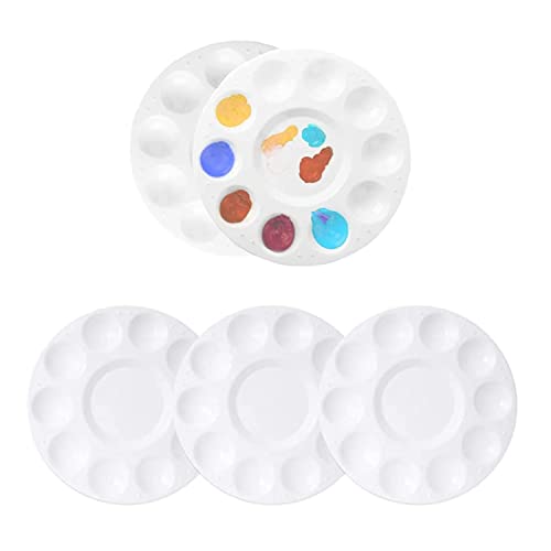 Zhjuju 5 Stück Farbpalettenablage Mischpalette Runde Kunststoff Farbpalettenablage Mischtabletten zum Malen von Farbtönen DIY-Handwerk professionelle Kunstmalerei weiß von Zhjuju