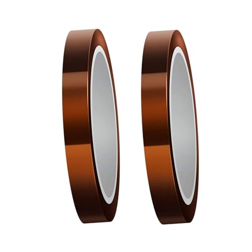 Zhjuju Hitzebeständiges Klebeband,2Pcs Kapton Tape Hohen Temperaturen Klebeband Polyimid Elektronik Isolierband für 3D-Drucker Löten, Pulverbeschichtung, Sublimation und isolierenden Leiterplatten von Zhjuju