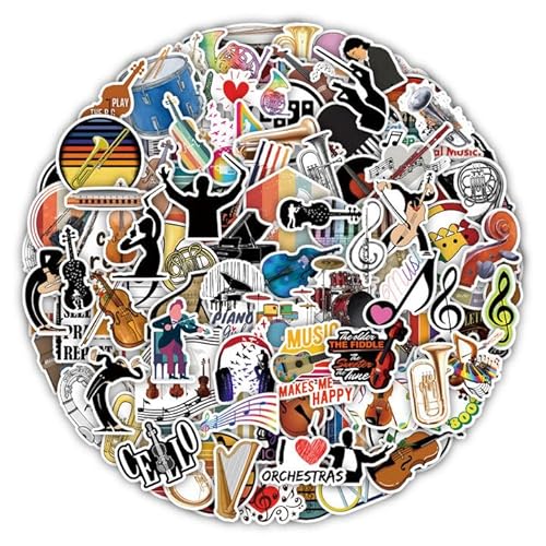 100 Stück Musik Aufkleber, Orchestrale Sticker Pack, Instrumente Sticker, Musical Notation, Wasserfest Graffiti Stickers für Laptop Skateboard Gitarre 100 Stück Musik Aufkleber, Orchestrale Sticker Pack, Instrumente Sticker, Musical Notation, Wasserfest Graffiti Stickers für Laptop Skateboard Gitarre von Zhlearda