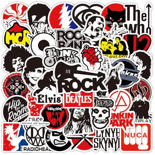 100 Stück Rock Band Punk Aufkleber, Vintage Rock Band Sticker Set, Classic Rock Sticker, Metal Punk Musik Aufkleber, Wasserfeste Vinyl Graffiti Stickers für Laptop Skateboard Gitarre 100 Stück Rock Band Punk Aufkleber, Vintage Rock Band Sticker Set, Classic Rock Sticker, Metal Punk Musik Aufkleber, Wasserfeste Vinyl Graffiti Stickers für Laptop Skateboard Gitarre von Zhlearda