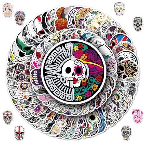 100 Stück Zuckerschädel Aufkleber, Schädel Sticker Pack, Halloween Sugar Skull Aufkleber, Mexikanischer Tag der Toten Totenkopf Aufkleber, Graffiti Wasserfeste Sticker für Koffer Helm Laptop 100 Stück Zuckerschädel Aufkleber, Schädel Sticker Pack, Halloween Sugar Skull Aufkleber, Mexikanischer Tag der Toten Totenkopf Aufkleber, Graffiti Wasserfeste Sticker für Koffer Helm Laptop von Zhlearda
