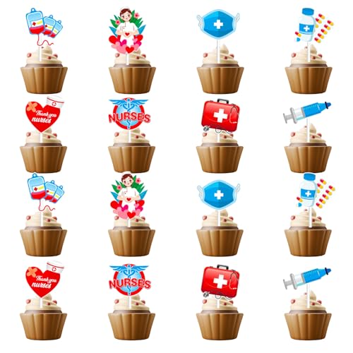 32 Stück Nurse Cupcake Toppers, Krankenpfleger Muffin Deko, Glitter medizinische Krankenschwester Thema Cupcake Dekorationen, Kuchen Dekoration für Partys mit Rn Krankenschwester Motto 32 Stück Nurse Cupcake Toppers, Krankenpfleger Muffin Deko, Glitter medizinische Krankenschwester Thema Cupcake Dekorationen, Kuchen Dekoration für Partys mit Rn Krankenschwester Motto von Zhlearda
