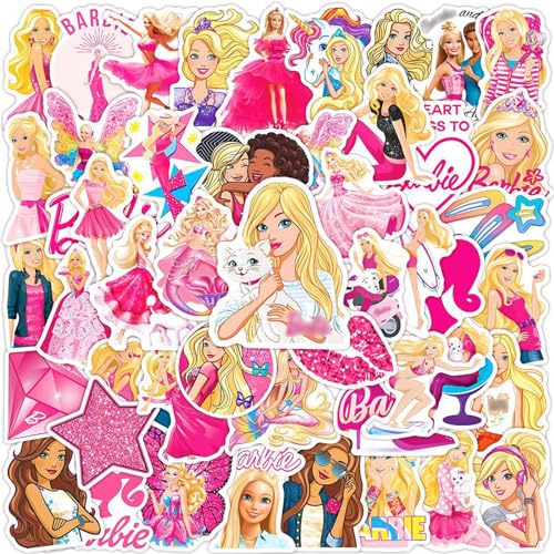 2 X 50 Stück Bar-bie Aufkleber, Prinzessin Sticker, Babie Vinyl Sticker, Anime Cartoon Stickers, Süße Aufkleber Set, für Kinder und Jugendliche, für Wasserflaschen Skateboard Notebook Gepäck von Zhlearda