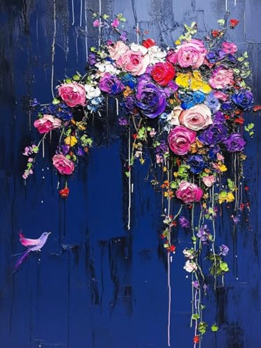 Blume Diamond Painting Erwachsene, 5D Vogel Diamant Painting Bilder Kinder Anfänger, DIY Vollbohrer Diamanten Malerei Stickerei Kreuzstich Basteln Mädchen 10 Jahre, für Home Wand Dekor 45x60 cm W-1127 von Zhlpjecc