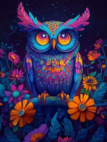 Diamond Painting Eule Diamond Painting Erwachsene, DIY Blume Diamant Kunst Malerei Stickerei Set, 5D Bastelset Erwachsene Diamanten Malerei, Wohnzimmer Zimmer Zubehör Dekor Geschenke 135x90 cm W-109 von Zhlpjecc