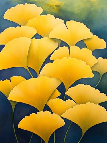 Herbst Diamond Painting Erwachsene, 5D Ginkgoblätter Diamant Painting Bilder Kinder Anfänger, DIY Vollbohrer Diamanten Malerei Stickerei Kreuzstich, für Geschenke Home Wand Dekor 100x150 cm W-1276 von Zhlpjecc