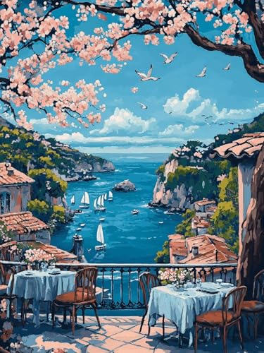 Kirschblüten Diamond Painting Erwachsene, 5D Landschaft Diamant Painting Bilder Kinder Anfänger, DIY Vollbohrer Diamanten Malerei Stickerei Kreuzstich, für Geschenke Home Wand Dekor 70x100 cm W-1075 von Zhlpjecc