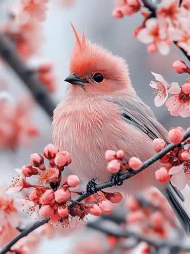 Kirschblüten Diamond Painting Erwachsene, 5D Vogel Diamant Painting Bilder Kinder Anfänger, DIY Vollbohrer Diamanten Malerei Stickerei Kreuzstich Basteln Mädchen, für Home Wand Dekor 70x100 cm W-1108 von Zhlpjecc