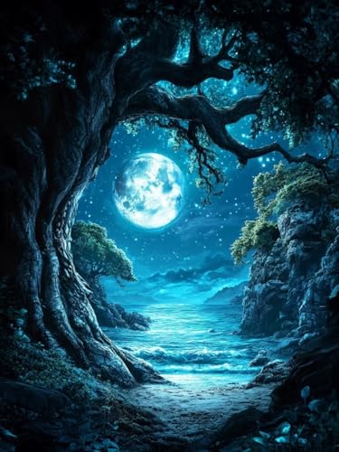 Mond Diamond Painting Erwachsene, 5D Wald Diamant Painting Bilder Kinder Anfänger, DIY Vollbohrer Diamanten Malerei Stickerei Kreuzstich Basteln Mädchen 10 Jahre, für Home Wand Dekor 70x100 cm W-503 Mond Diamond Painting Erwachsene, 5D Wald Diamant Painting Bilder Kinder Anfänger, DIY Vollbohrer Diamanten Malerei Stickerei Kreuzstich Basteln Mädchen 10 Jahre, für Home Wand Dekor 70x100 cm W-503 von Zhlpjecc
