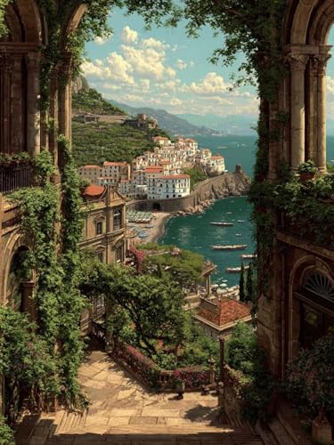 See Diamond Painting Erwachsene, 5D Landschaft Diamant Painting Bilder Kinder Anfänger, DIY Vollbohrer Diamanten Malerei Stickerei Kreuzstich Basteln Mädchen, für Home Wand Dekor 100x150 cm W-1056 von Zhlpjecc