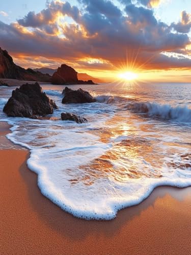 Strand Diamond Painting Erwachsene, 5D Sonnenuntergang Diamant Painting Bilder Kinder Anfänger, DIY Vollbohrer Diamanten Malerei Stickerei Kreuzstich, für Geschenke Home Wand Dekor 100x150 cm W-1001 Strand Diamond Painting Erwachsene, 5D Sonnenuntergang Diamant Painting Bilder Kinder Anfänger, DIY Vollbohrer Diamanten Malerei Stickerei Kreuzstich, für Geschenke Home Wand Dekor 100x150 cm W-1001 von Zhlpjecc