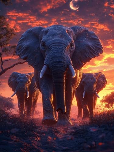 Tier Diamond Painting Erwachsene, 5D Elefant Diamant Painting Bilder Kinder Anfänger, DIY Vollbohrer Diamanten Malerei Stickerei Kreuzstich Basteln Mädchen, für Home Wand Dekor 70x100 cm W-1207 von Zhlpjecc