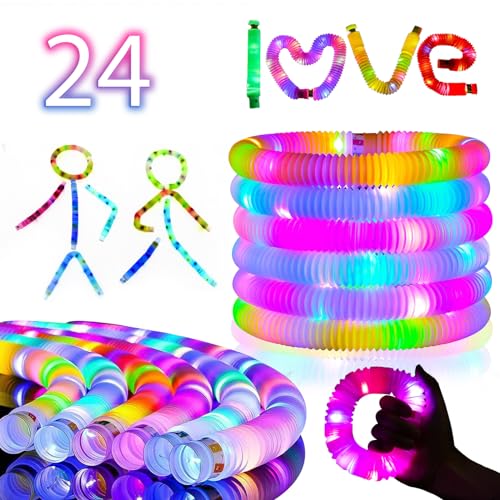 24 Stück Mitgebsel Kindergeburtstag LED Pop Tubes Fidget Spielzeug Knicklichter Party Deko Set,Leuchtstäbe Buntes Festival Sensorik Spielzeug,Geschenk für 3+ Jahre Junge Mädchen 24 Stück Mitgebsel Kindergeburtstag LED Pop Tubes Fidget Spielzeug Knicklichter Party Deko Set,Leuchtstäbe Buntes Festival Sensorik Spielzeug,Geschenk für 3+ Jahre Junge Mädchen von Zhmenge