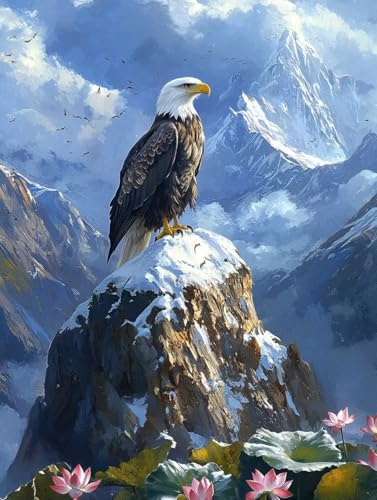 Diamond Painting Adler, 5D Diamond Painting Erwachsene kinder Bilder, Landschaft Crystal Art Basteln Erwachsene Set, DIY Runde Mosaikherstellung Bastelset für Weihnachten Dekor Geschenk 60X80cm Q-21 von Zhngxogg