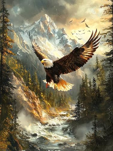 Diamond Painting Adler, 5D Diamond Painting Erwachsene kinder Bilder, Tier Crystal Art Basteln Erwachsene Set, DIY Runde Mosaikherstellung Bastelset für Weihnachten Wand Dekor Geschenk 80X110cm Q-23 von Zhngxogg
