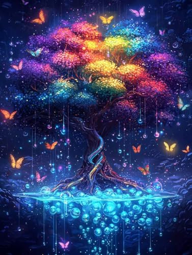 Diamond Painting Baum, 5D Diamond Painting Erwachsene kinder Bilder, Schmetterling Crystal Art Basteln Erwachsene Set, DIY Runde Mosaikherstellung Bastelset für Weihnachten Dekor Geschenk 30X40cm W-49 von Zhngxogg