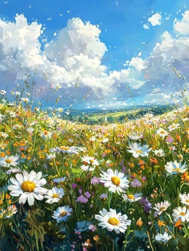 Diamond Painting Blume, 5D Diamond Painting Erwachsene kinder Bilder, Landschaft Crystal Art Basteln Erwachsene Set, DIY Runde Mosaikherstellung Bastelset für Weihnachten Dekor Geschenk 60X80cm E-71 von Zhngxogg