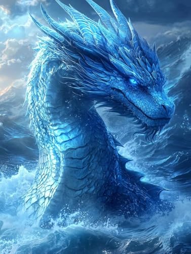 Diamond Painting Drachen, 5D Diamond Painting Erwachsene kinder Bilder, Tier Crystal Art Basteln Erwachsene Set, DIY Runde Mosaikherstellung Bastelset für Weihnachten Wand Dekor Geschenk 80X110cm W-29 von Zhngxogg