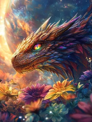 Diamond Painting Drachen, Diamond Painting Eckige Steine Set Blume, 5D Diamant Malerei Erwachsene und Kinder Set, DIY Mosaikherstellung Basteln Erwachsene, für Haus Wand Decor Geschenk 60X80cm R-13 Diamond Painting Drachen, Diamond Painting Eckige Steine Set Blume, 5D Diamant Malerei Erwachsene und Kinder Set, DIY Mosaikherstellung Basteln Erwachsene, für Haus Wand Decor Geschenk 60X80cm R-13 von Zhngxogg