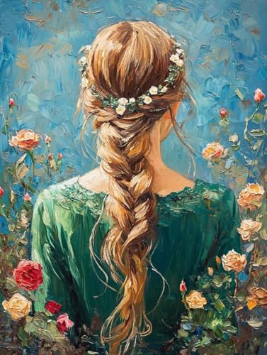 Diamond Painting Erwachsene, Diamant Painting Bilder Frau 5D Hintergrund Diamant Malerei Eckige Steine Set, DIY Kristall Stickerei Diamant Malerei Erwachsene Set, Weihnachten Room Decor 50X70cm E-78 von Zhngxogg