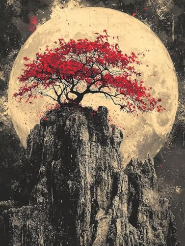 Diamond Painting Erwachsene, Diamant Painting Bilder Landschaft 5D Vollmond Diamant Malerei Eckige Steine Set, DIY Kristall Stickerei Diamant Malerei Erwachsene Set,Weihnachten Room Decor 30X40cm E-82 von Zhngxogg